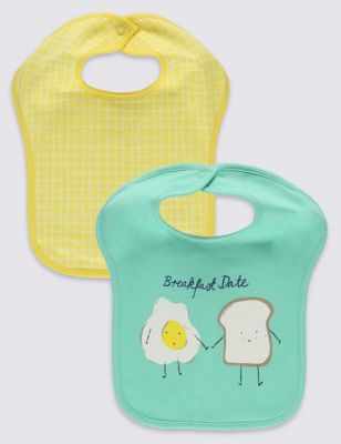 2 Pack Pure Cotton Breakfast Square Bibs